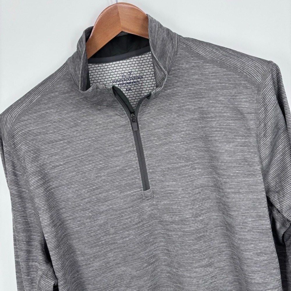 Vineyard Vines Performance 1/4 Zip Pullover Men XXL Gray Corp Sleeve Logo Preppy